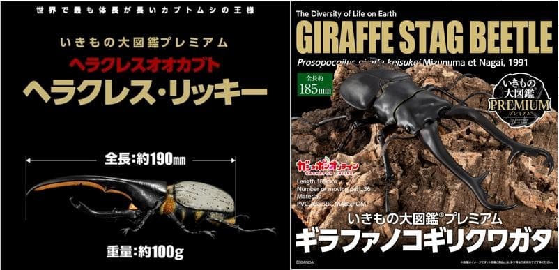 Living Creature Encyclopedia Premium Giraffa, Saw, Stag Beetle, Hercules, Ricky