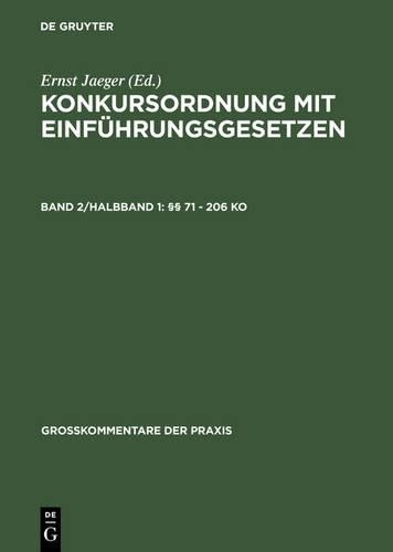 §§ 71 - 206 Ko (Hardback) Großkommentare Der Praxis