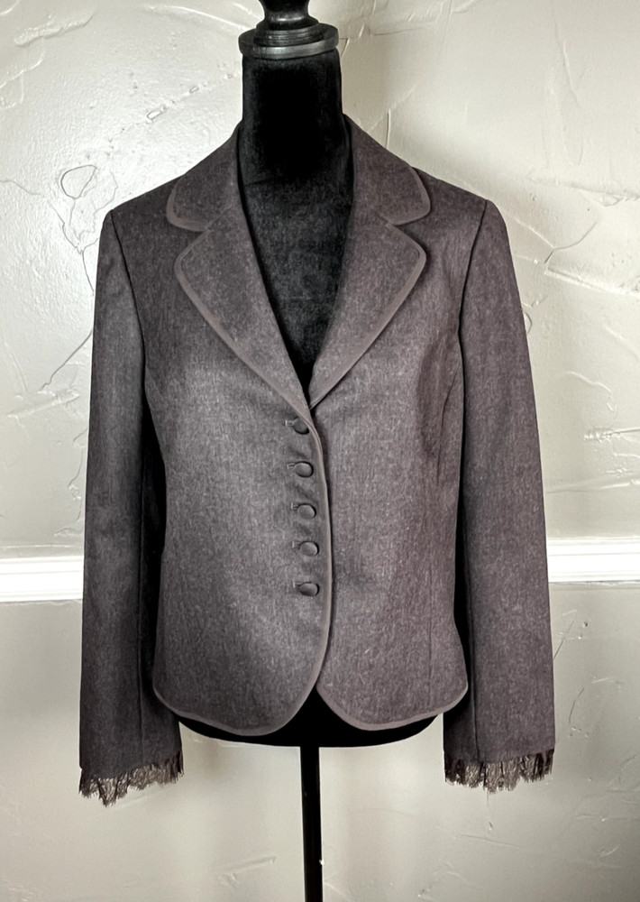 Rebecca Taylor Blazer Jacket Women's Size 10 Chocolate Brown Wool Blend