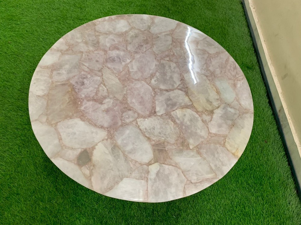 Agate Coffee Table Round Natural Stone Side or Dining Accent