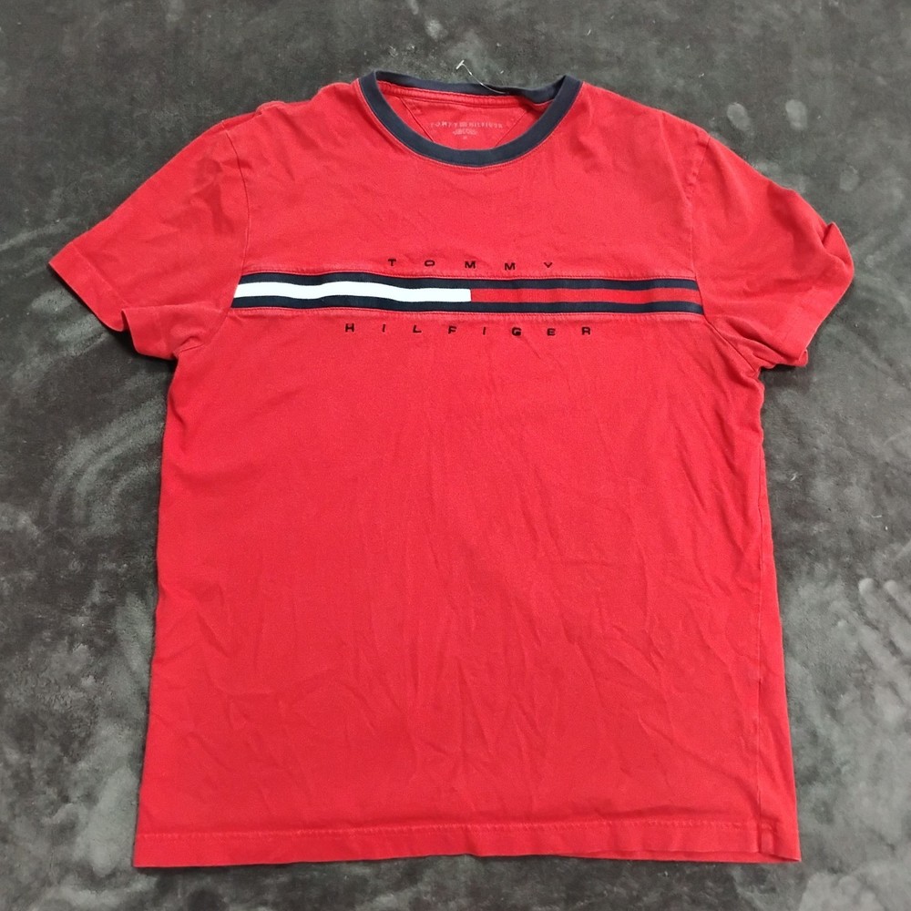 Tommy Hilfiger Red Logo Crew Neck Short Sleeve Men's T-Shirt M