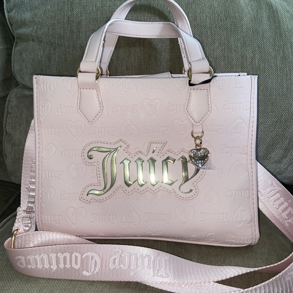 Juicy Couture Pink Powder Blush Mini Tote with Gold Y2K Purse New