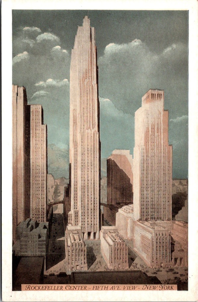 Rockefeller Center Fifth Ave View New York Vintage Postcard