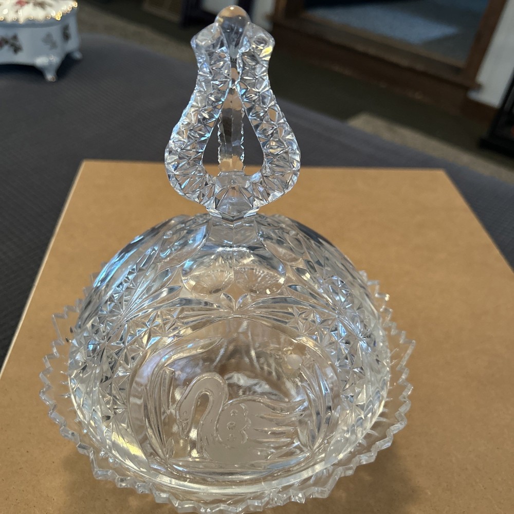 Crystal Swan Candy Bowl With Lid for Elegant Display