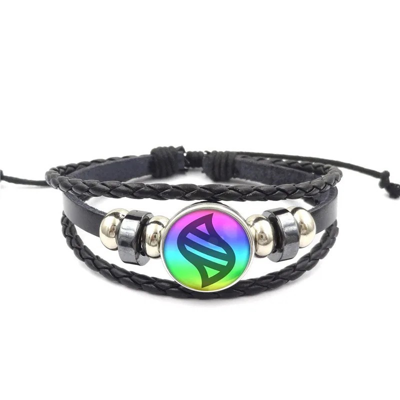 Pokemon Mega Evolution Stone Snap Weave Leather Adjustable Bangle Charm Bracelet