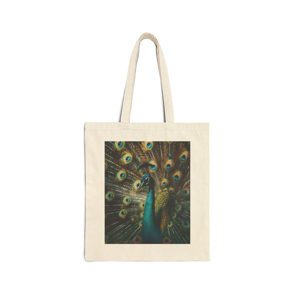 Colorful Peacock Cotton Canvas Tote Bag for Gift Birthday or Everyday Use