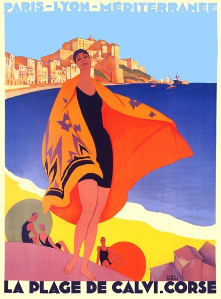 France Paris Lyon Calvi Corse Lady Vintage Travel Poster Repo FREE S/H