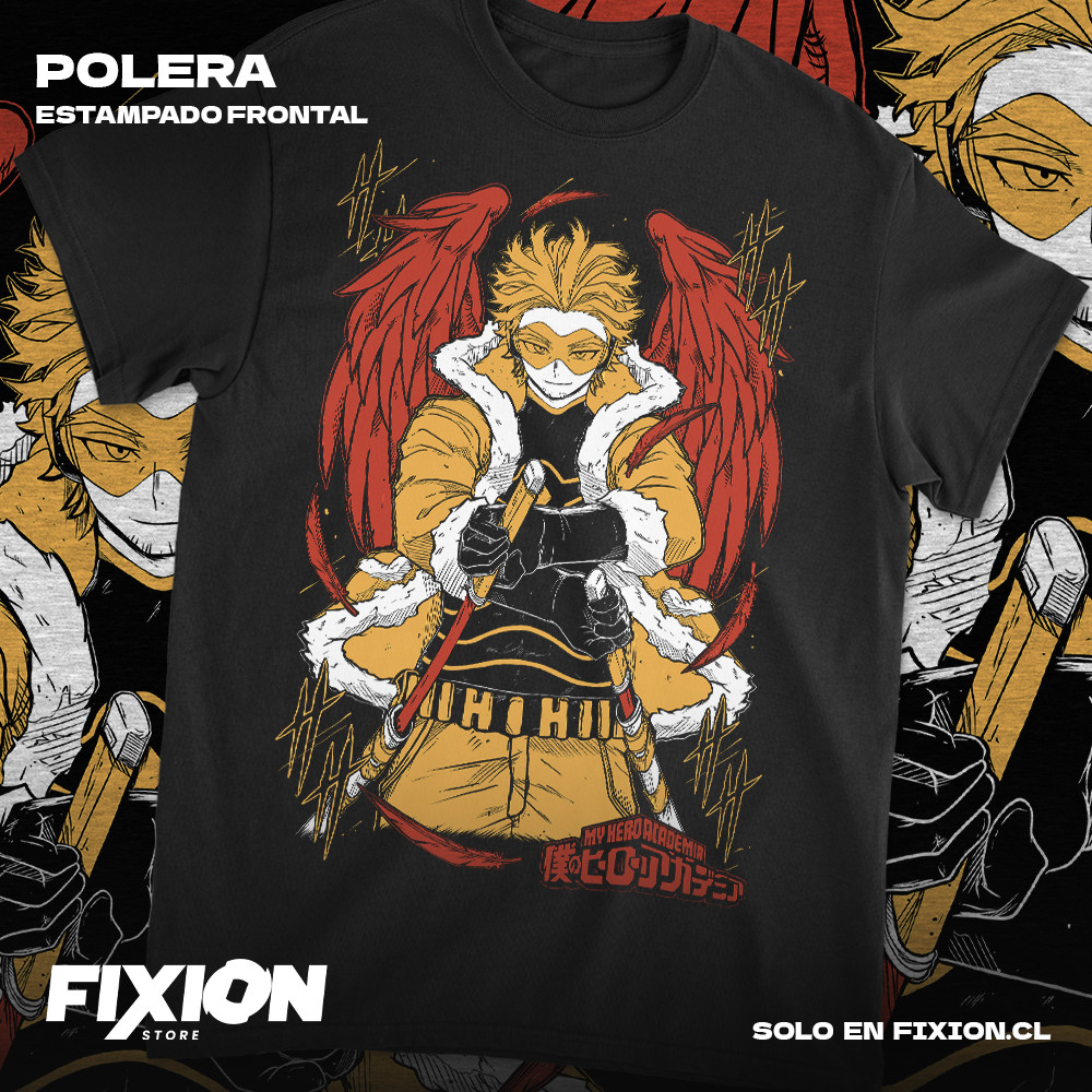 Anime Boku No Hero Hawk Japanese Style Black T-Shirt Size S-5XL