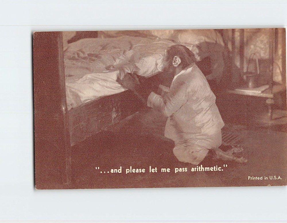 Postcard Chimpanzee Monkey Praying Anthropomorphic Animal Comic