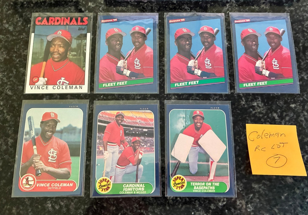 Vince Coleman Rookie Card Lot...................7 Total