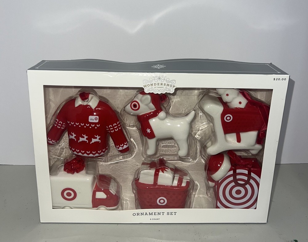 2024 Wondershop Target Ceramic Christmas Tree Bullseye Ornament Set 6 Piece