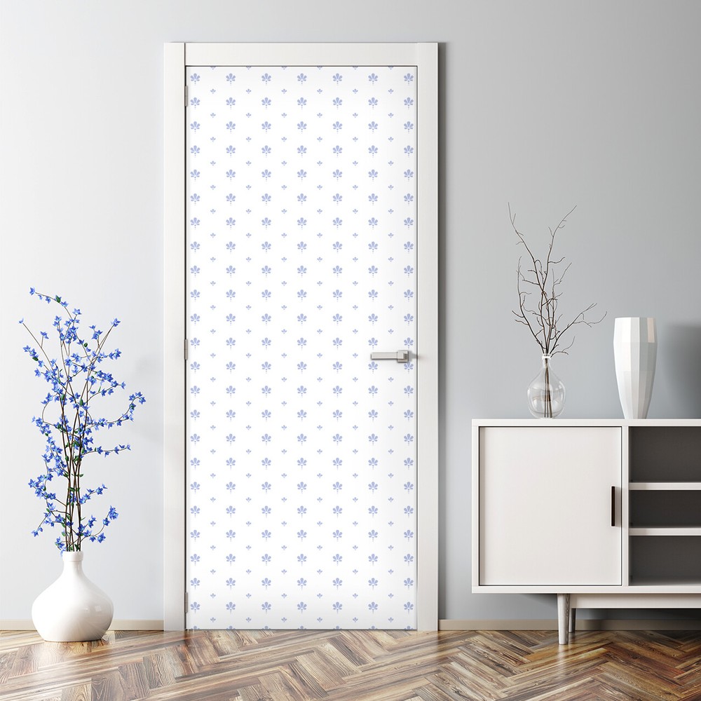 Floral Bubble Free Door sticker blue and grey Decal Decor wall covering