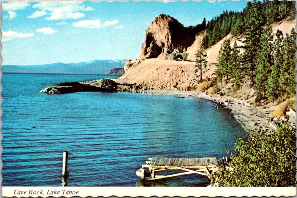 Lake Tahoe Nevada Cave Rock Scenic View Continental Postcard C110