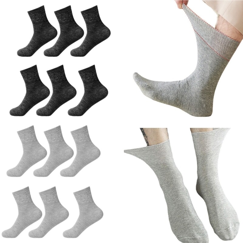 3 Pair Cotton Diabetic Socks Unisex No Binding Wide Extra Loose Top Ankle Socks