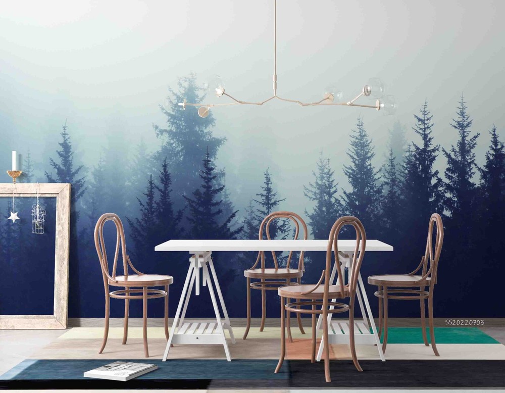 3D Fog Forest Scenery Wall Murals Wallpaper Murals Wall Sticker