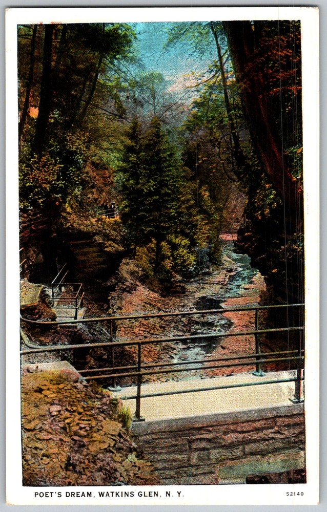 Antique Postcard Poets Dream Gorge Watkins Glen, NY 1910s