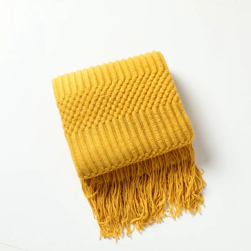 Chunky Knit Tassel Bean Blanket Cozy Farmhouse Throw Comfort Gift