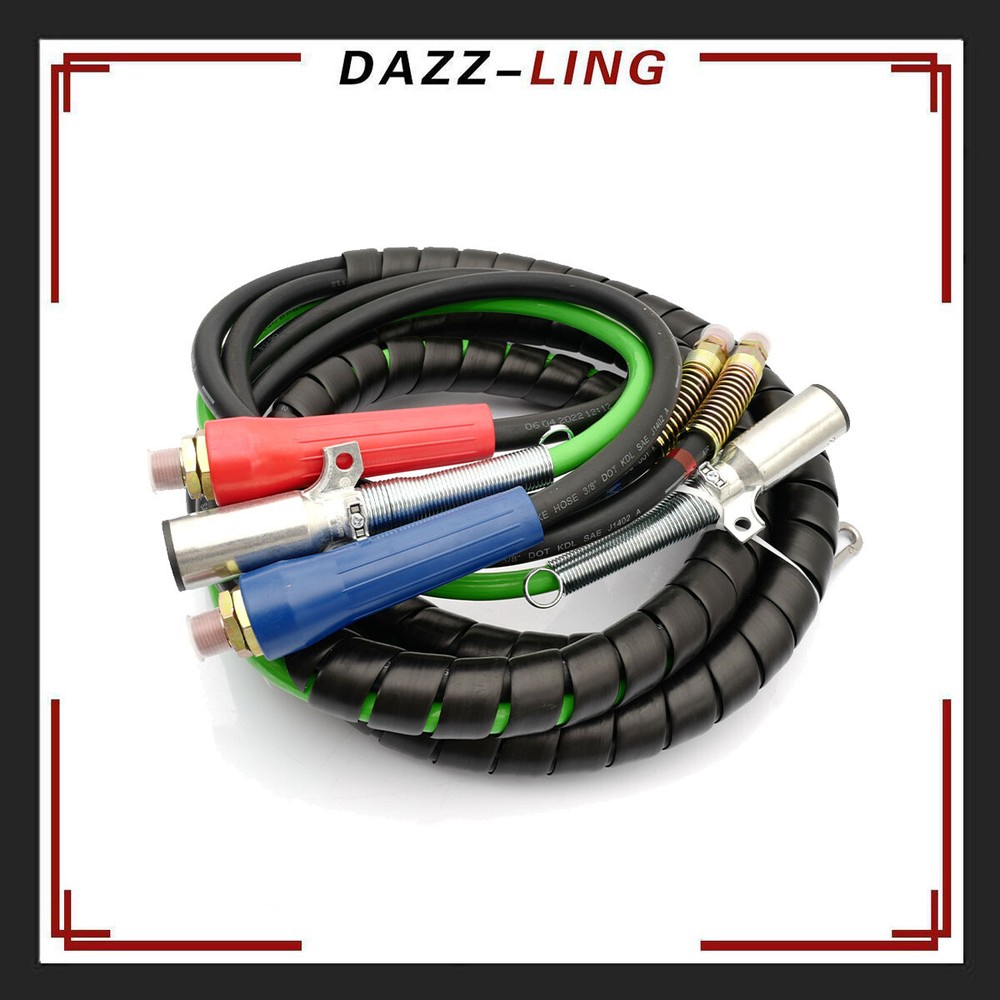 15FT 3-in-1 Semi Truck ABS Air Line Hose Wrap with 7-Way Electrical Cable-image