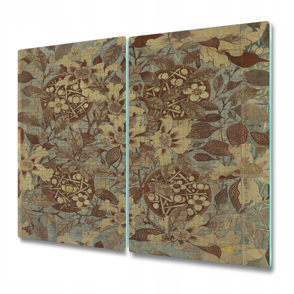 Tempered Glass Bread Board Worktop Saver Gold Flowers design paper Home 2x30x52