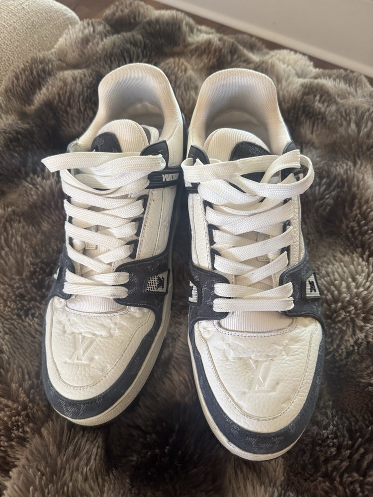 Louis Vuitton LV Sneakers White Black Leather Monogram – Men’s US 10.5 - MS 1221