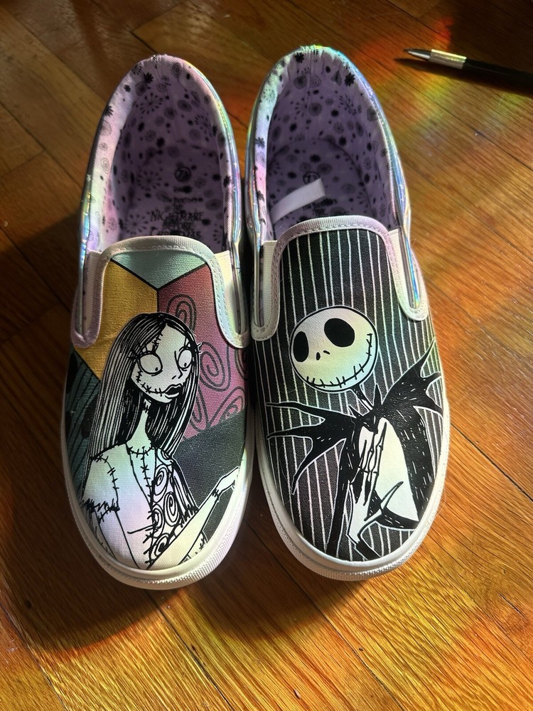 Nightmare Before Christmas Jack And Sally Slip On Shoes Women’s Size 7.5