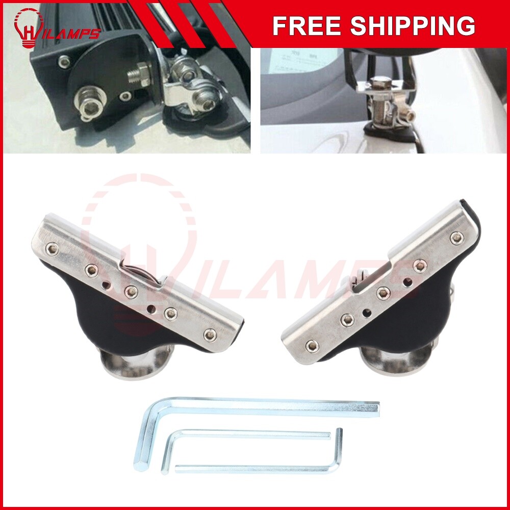 2Universal Offroad Pillar Hood Clamp Holder Car LED Work Light Bar Mount Bracket