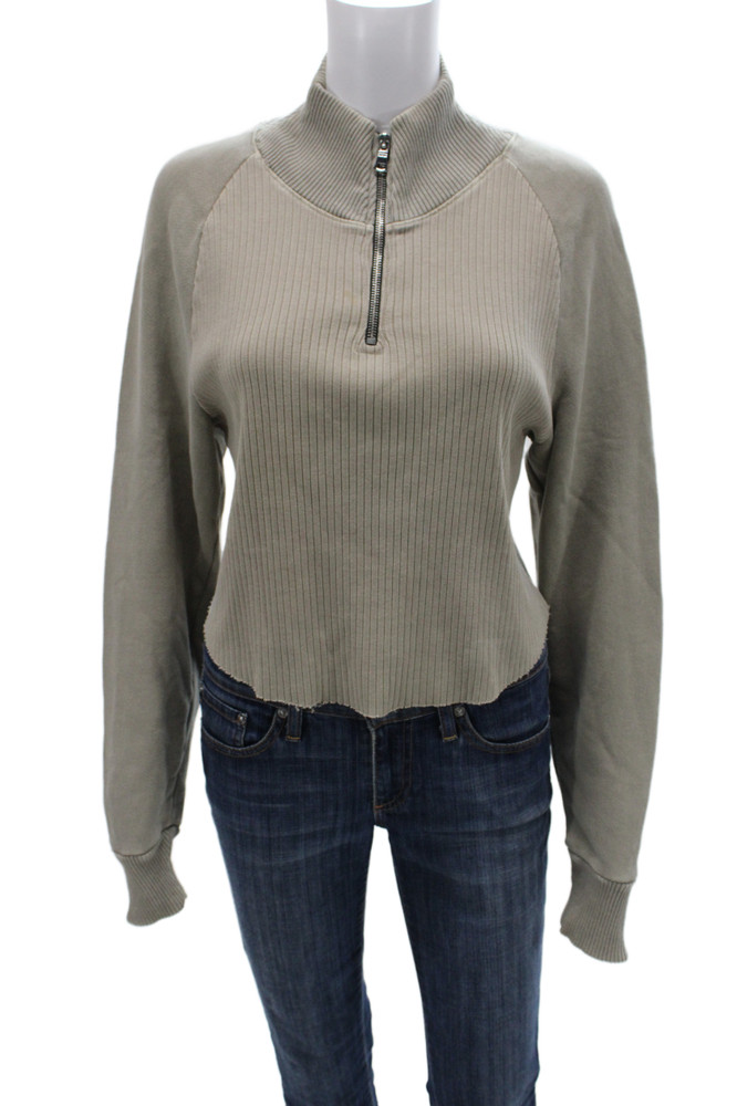 Cotton Citizen Womens Gray Mock Neck Zip Pullover Sweatshirt Long Sleeve Size SFree Shipping in US $100+ Orders | $6.95 Orders Below