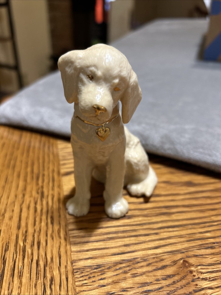 Vintage Lenox Porcelain Labrador Retriver Puppy Dog Figurine W Gold Heart