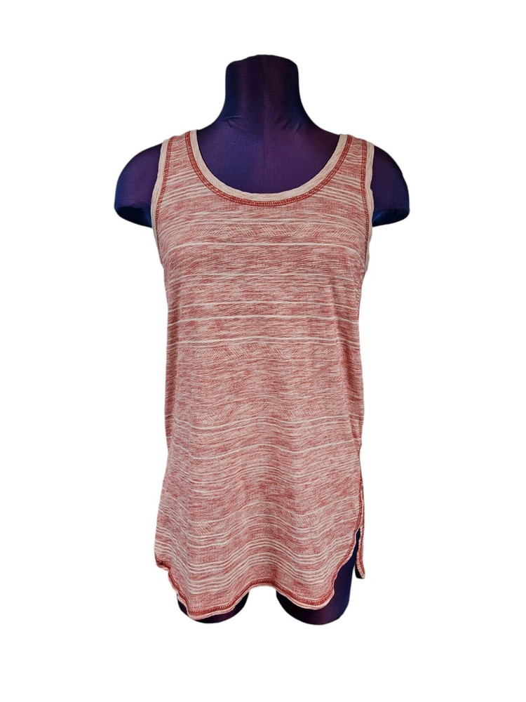 Prana Kiely Sleeveless Tunic Top in Orange & Cream, Size Small C88 for Outdoor Wear