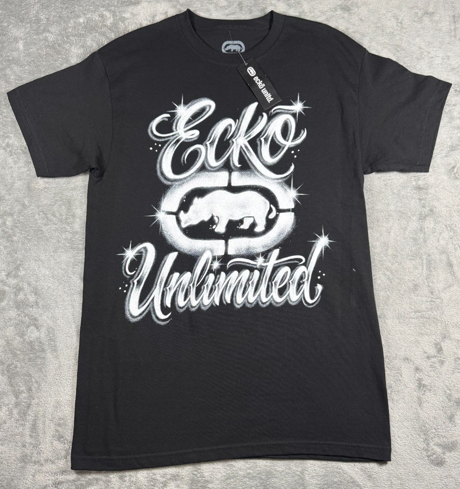 Ecko Unltd Men’s Black Logo Graphic Print Crew Neck Tee Shirt Size Medium