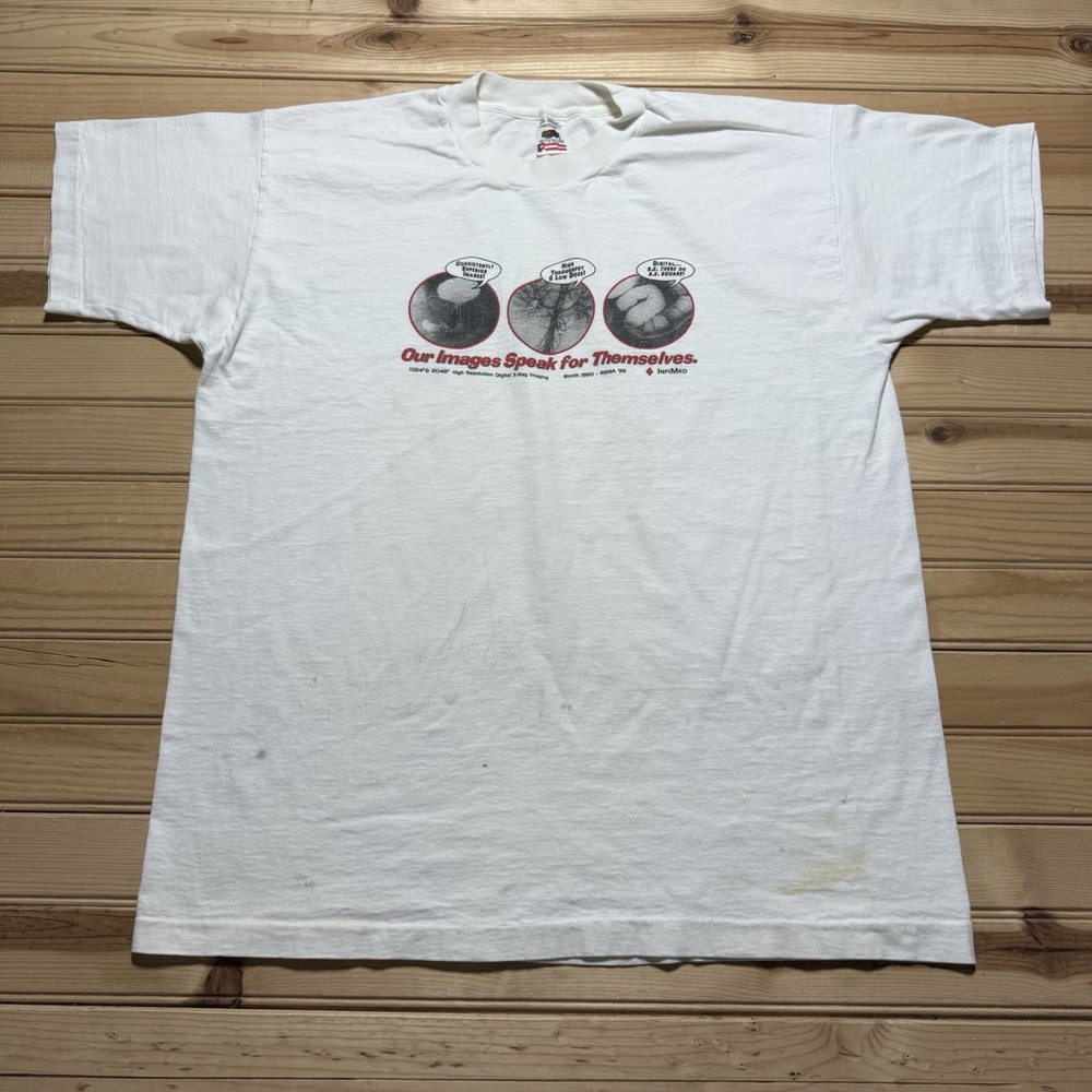 Vintage 90s Low Dose Digital X-Ray Imaging InfiMed Tech Promo  Shirt Size XL