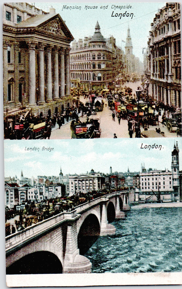UK England London Bank Mansion House London Bridge Carriages St 1910 Postcard