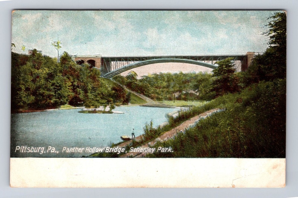 Pittsburg PA- Pennsylvania, Panther Hollow Bridge Schenley Park Vintage Postcard