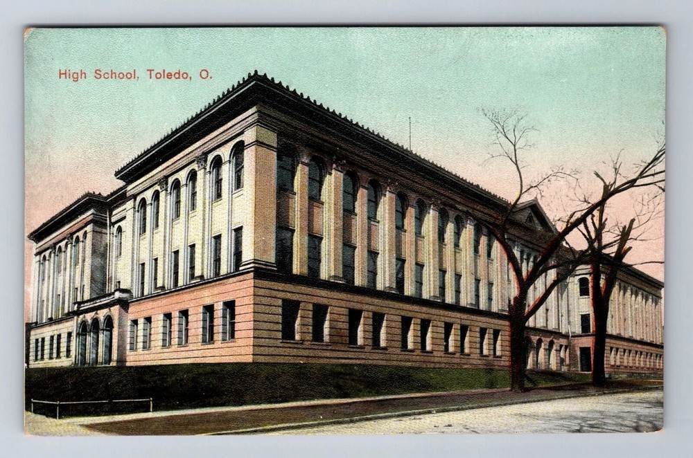 Toledo OH-Ohio, High School, Antique Vintage Souvenir Postcard