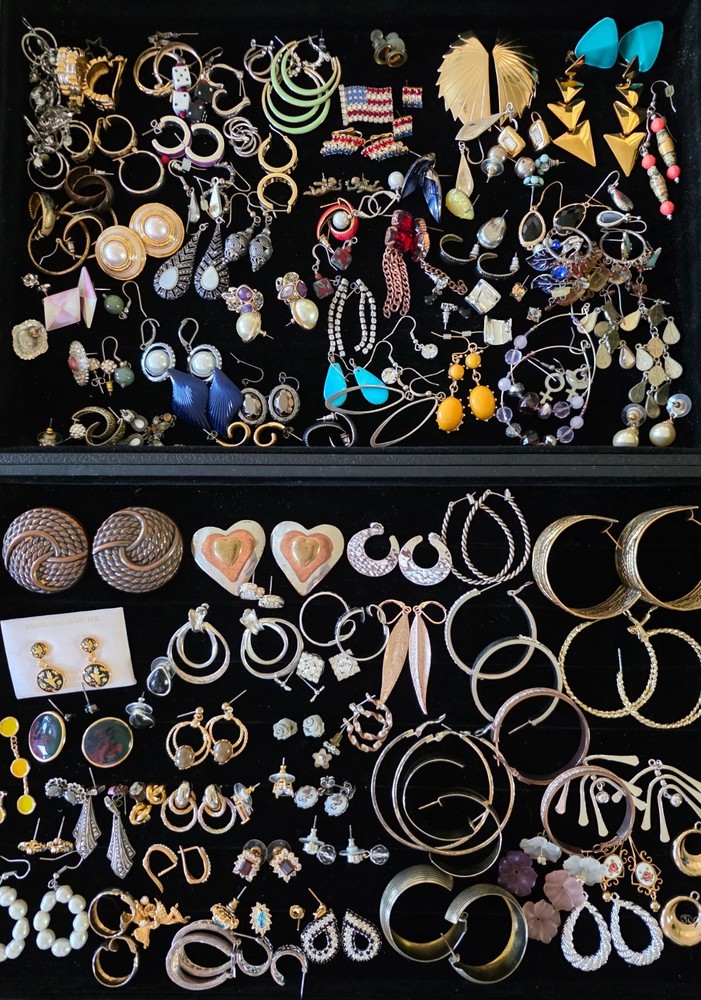 130 PAIRS Vintage Estate Costume Jewelry Earrings for Pierced Ears Mixed Lot