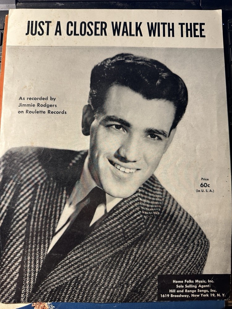 L JIMMIE RODGERS  Sheet Music JUST A CLOSER WALK WITH THEE
