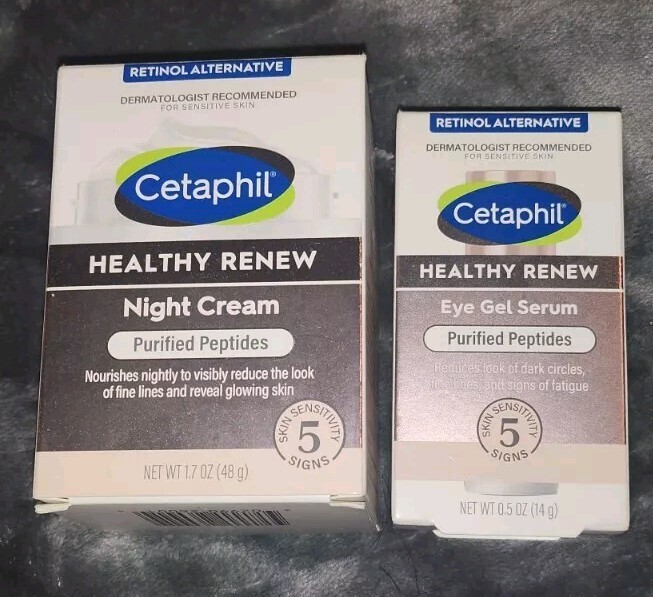 NEW Cetaphil Health Renew Purified Peptides COMBO Eye Gel Serum & Night Cream