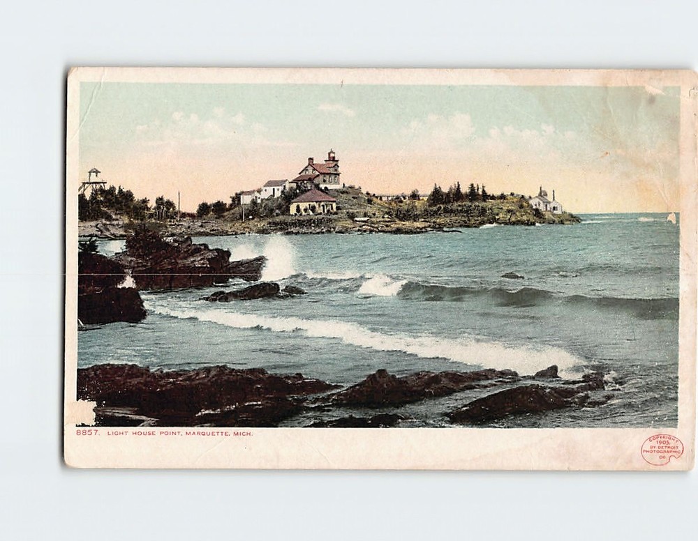 Postcard Lighthouse Point in Marquette Michigan