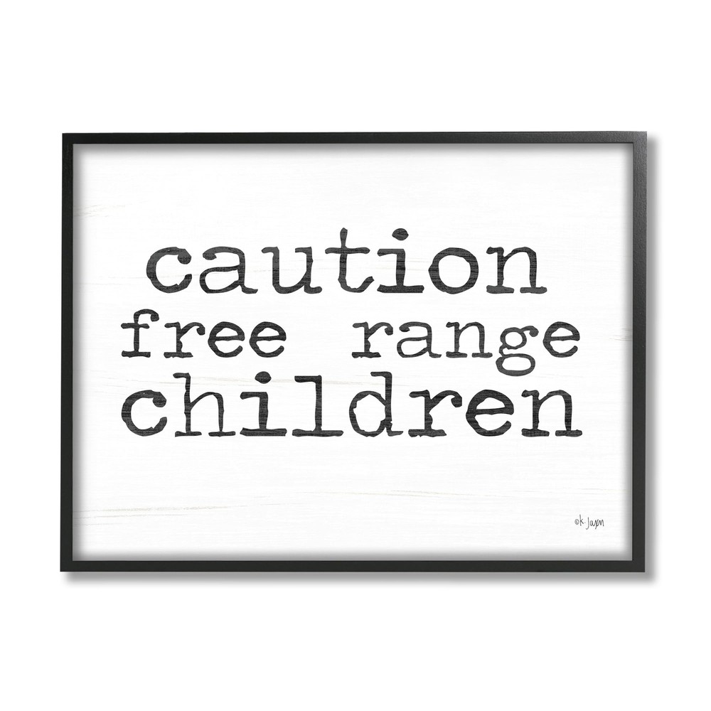 Free Range Children Phrase Black Framed Giclee Art Design by Jaxn Blvd.