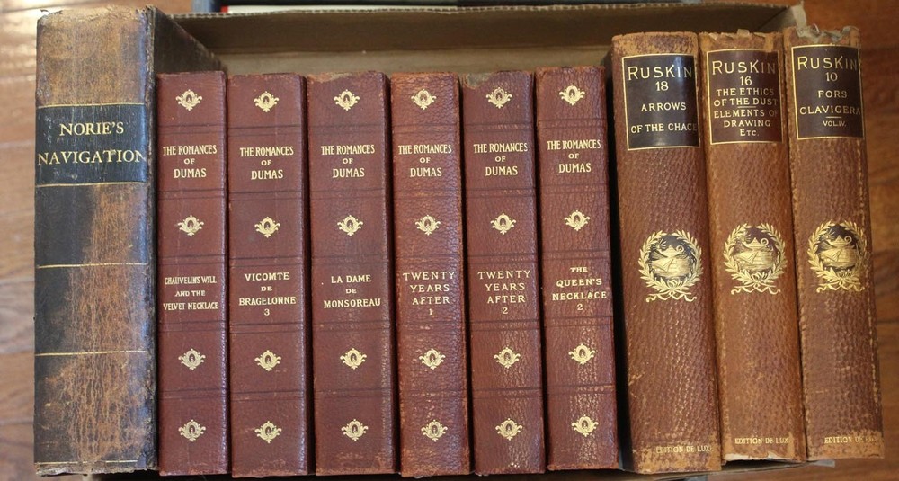 Lot of 10 Antique English Leather Bound Books, Collecting & Staging, LOT #2