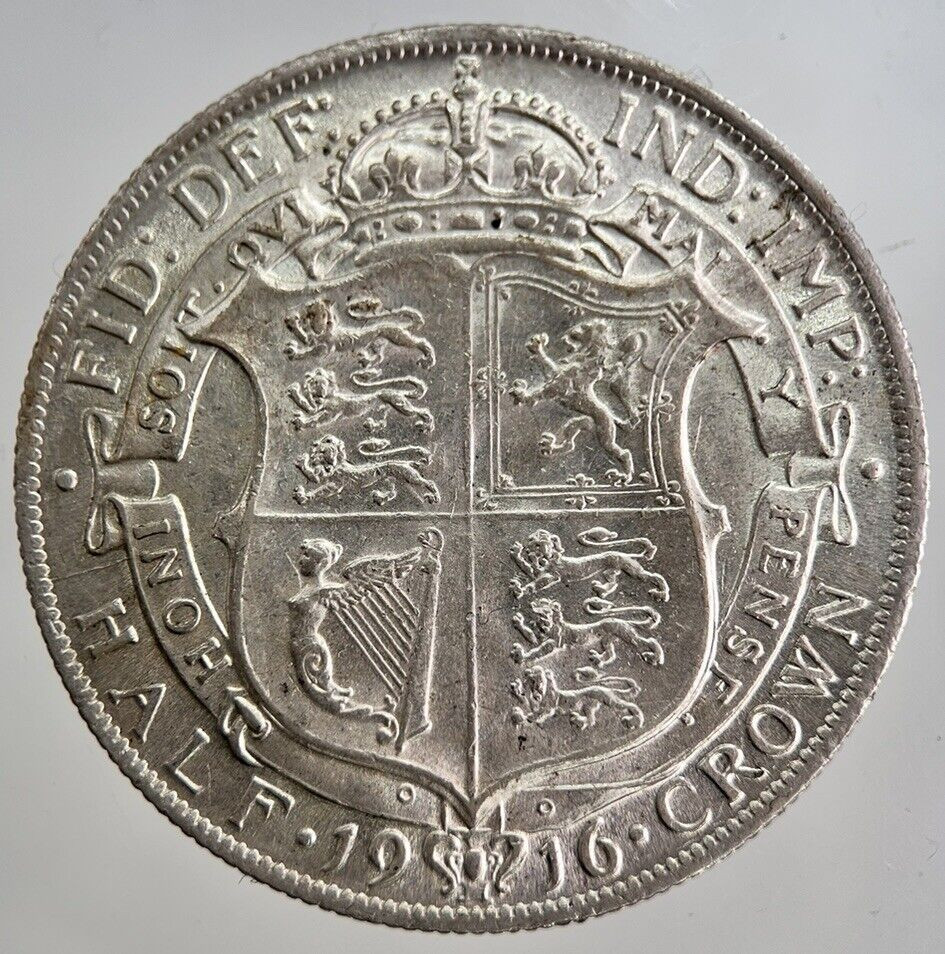 1916 George V Silver Half-Crown Coin - Very Fine Condition | a8797