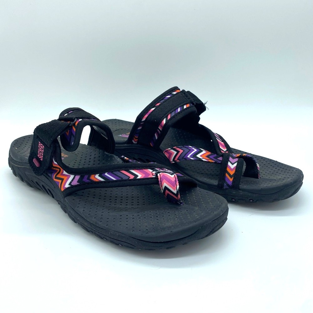 Skechers Women's Size 9 Black Colorful Slide Sandals Water Shoes for Comfort & Style