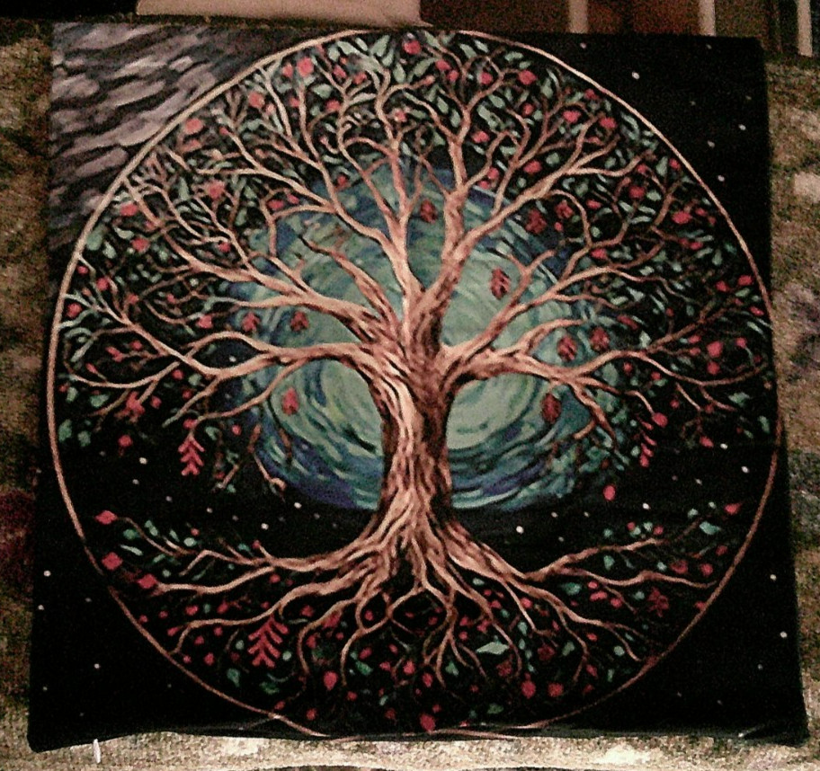 Tree of Life Fabric Pillow Cover - Zip Close - 17 x 17 - NEW