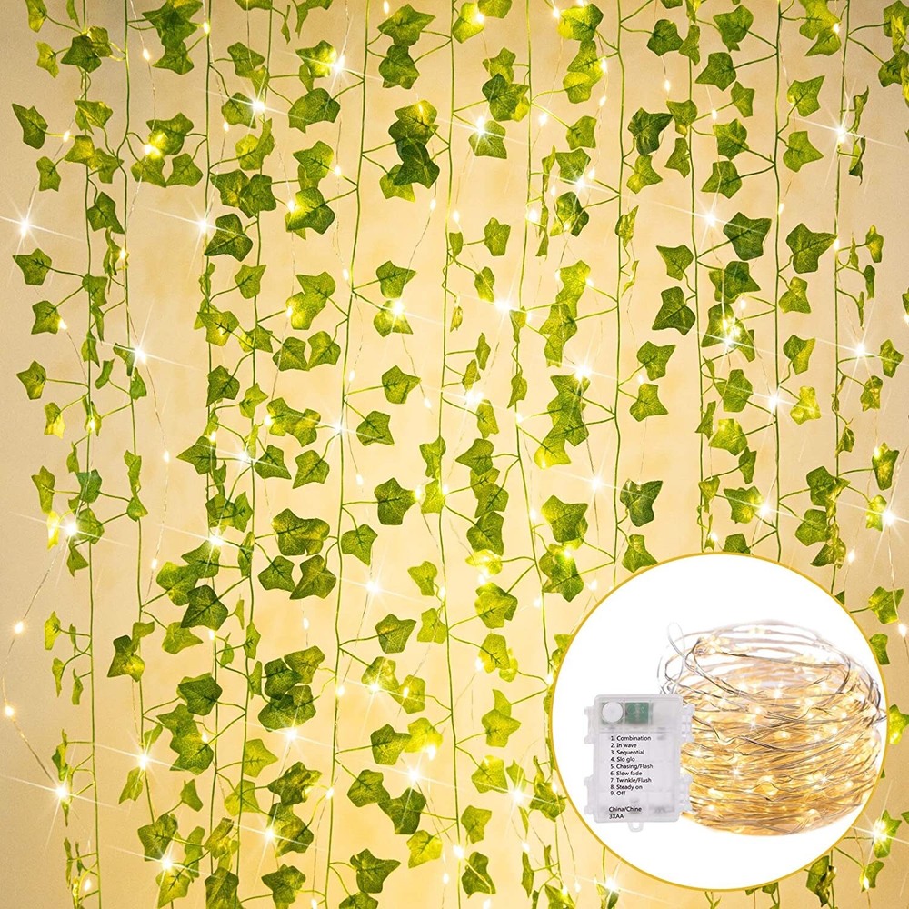Battery Powered Ivy Leaf Vine String Lights 110 LED Vines Fairy Lights 36ft OB
