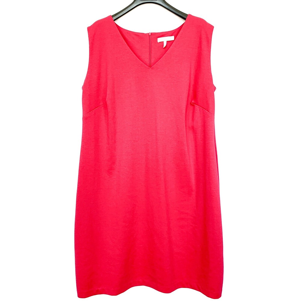 Anthology Women's Sleeveless Shift Dress Size US 22 Dark Pink V-Neck Back Zip