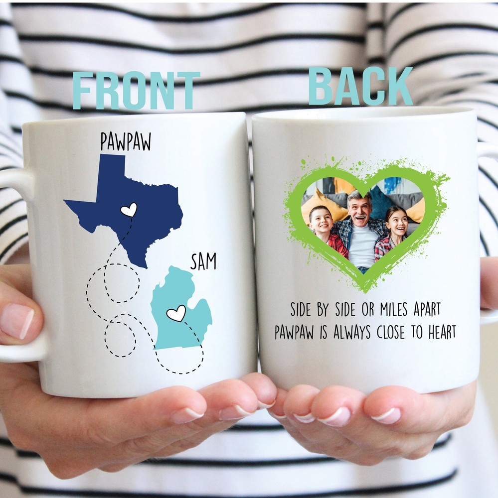 Personalized Gift For Pawpaw Pawpaw Forever Never Apart State To State Mug Long