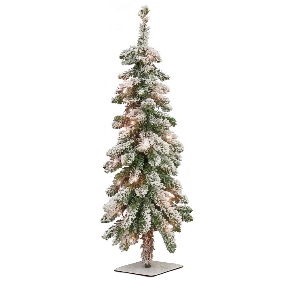 3 ft. Pre-Lit Snowy Downswept Forestree Tree with Clear Lights