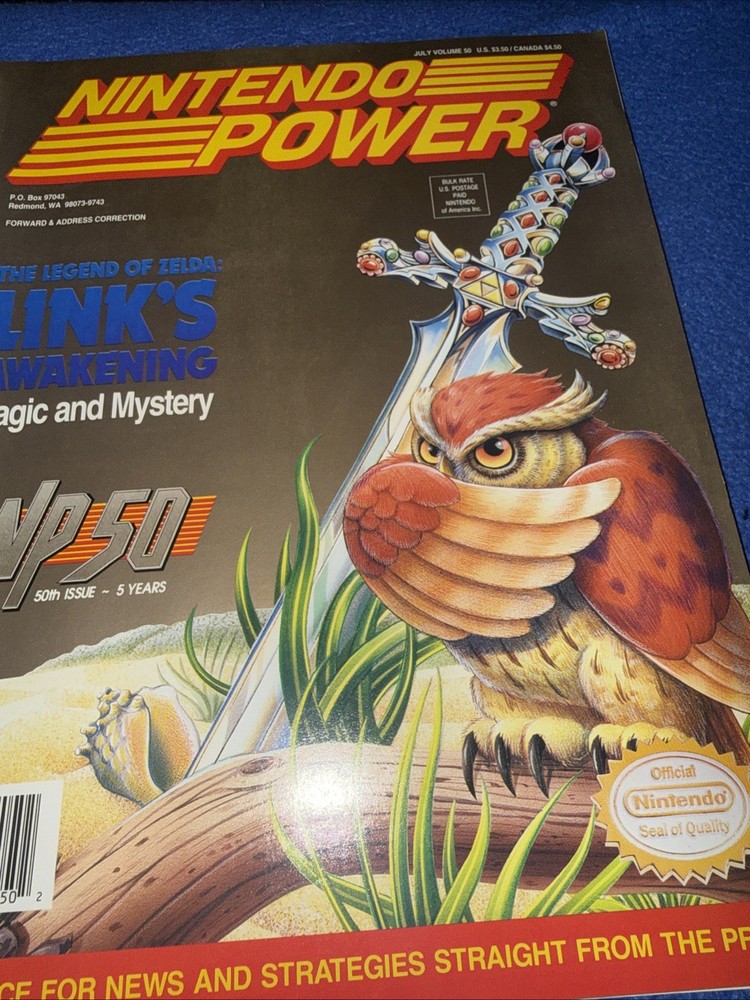 Nintendo Power Vol 50 Link's Awakening Magazine w/ Poster, Tattoos & Cards