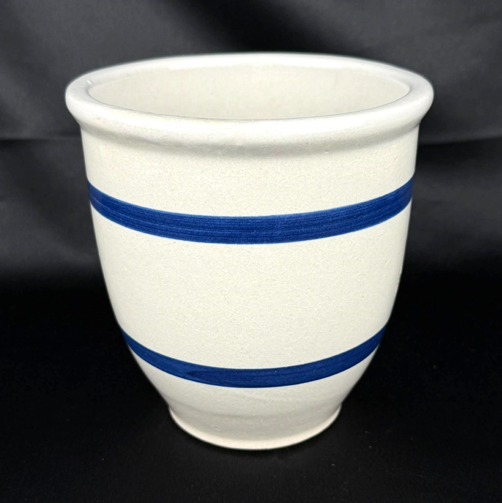 Vintage RRP Co Roseville Ohio Pottery Blue Stripe 1 Quart Stoneware Crock #303