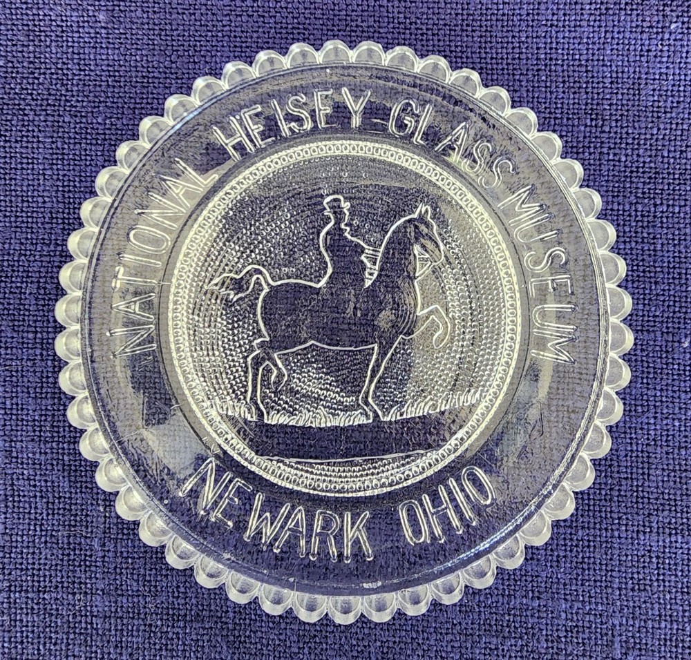 Vintage Pairpoint National Heisey Glass Museum Newark Ohio Horse Clear Cup Plate